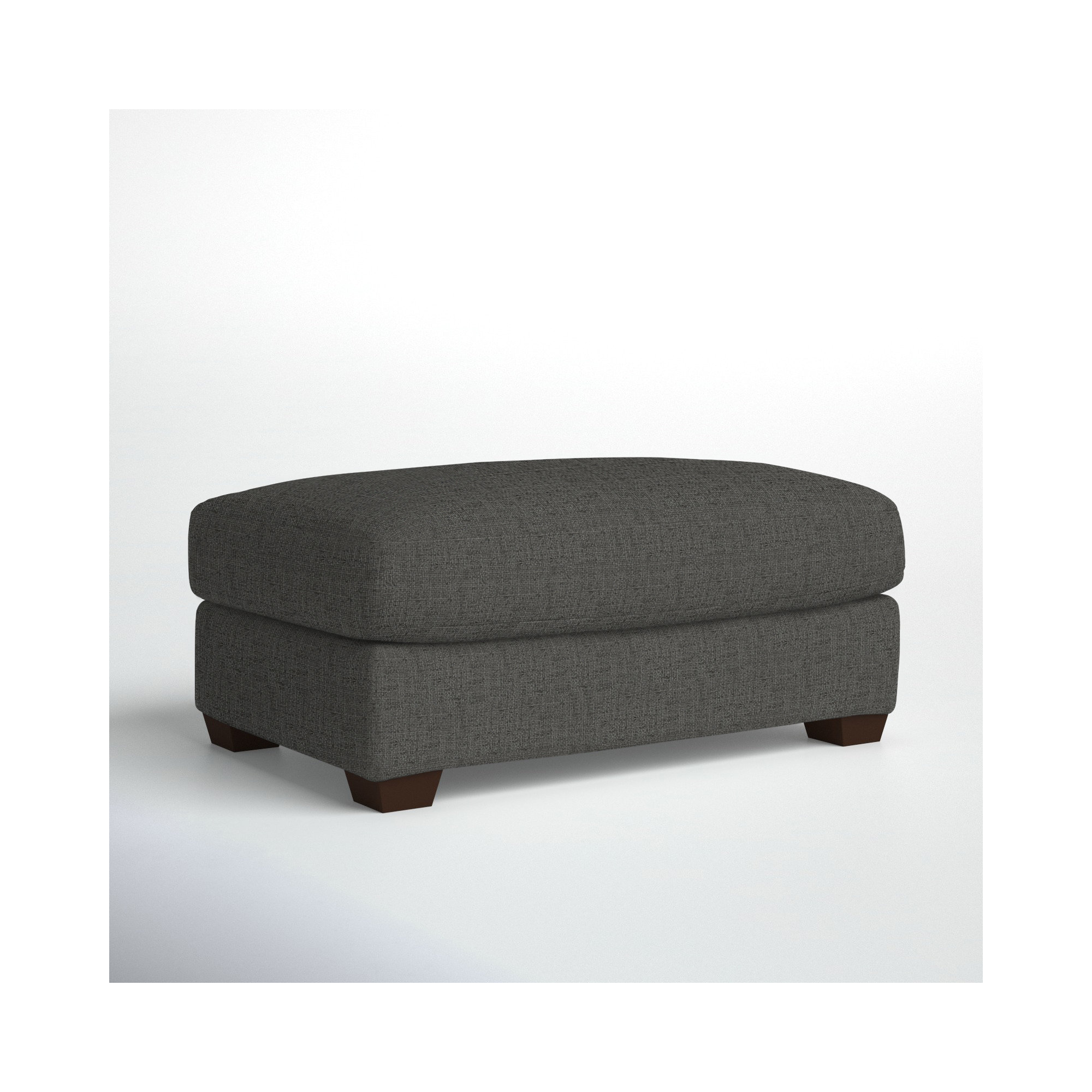 Rhodes Upholstered Ottoman, Zuma Charcoal Textured Linen