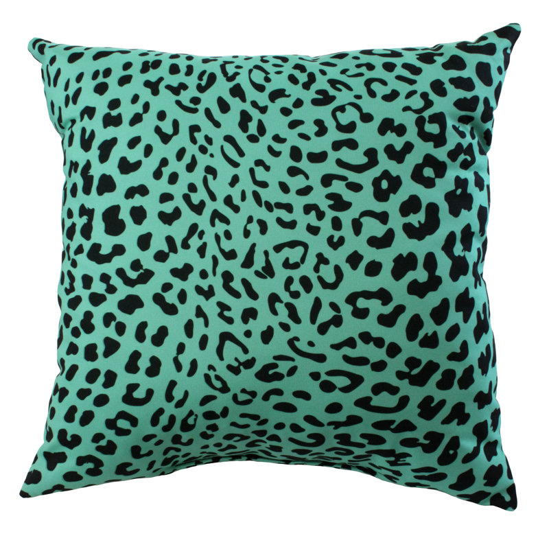 Animal Print Reversible Throw Pillow, Teal