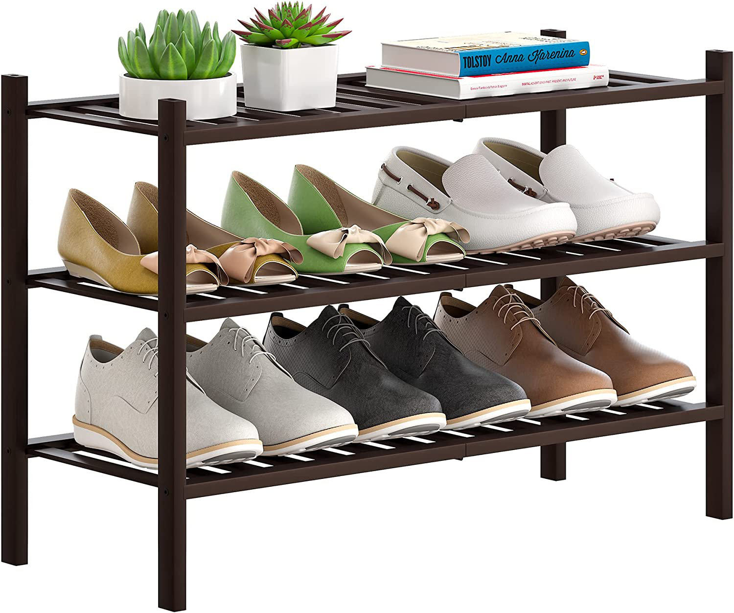 Shoe Rack for Closet, Stackable Shoes Rack Organizer Free Standing Shoe  Shelf for Entryway and Closet Hallway, Multifunctional Bamboo Rack 