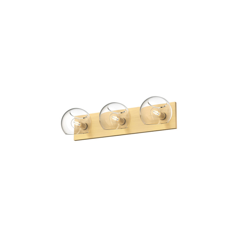 Willow Brushed Gold 3-Light Dimmable Bath Bar with Clear Glass