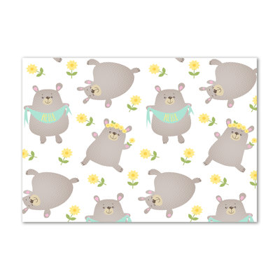 Teddy Bears Illustration - No Frame Print on Canvas