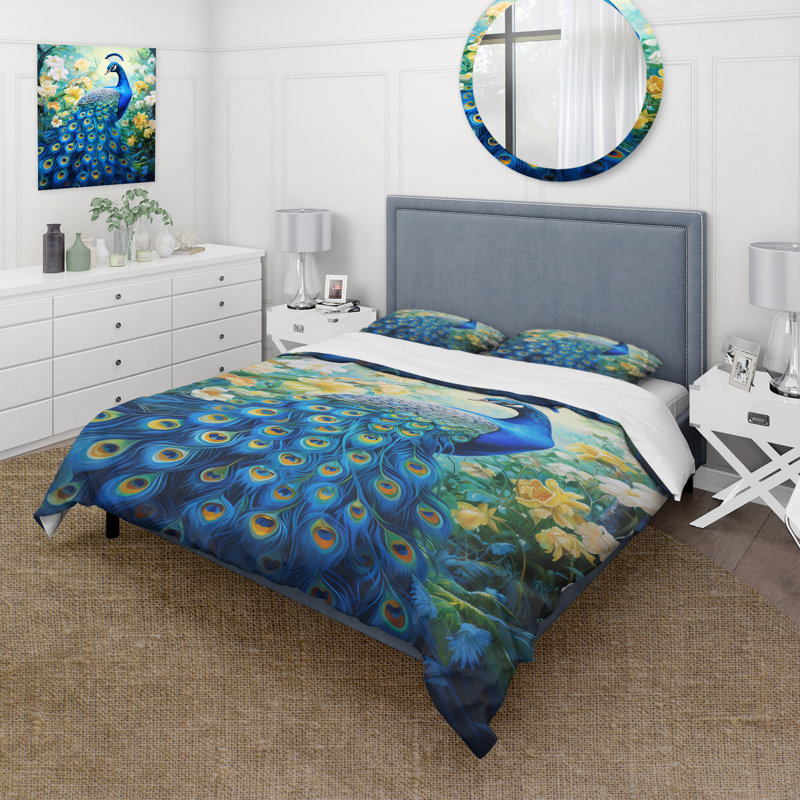 Ensemble de housse de couette en microfibre / polyester bleu sarcelle symboliste