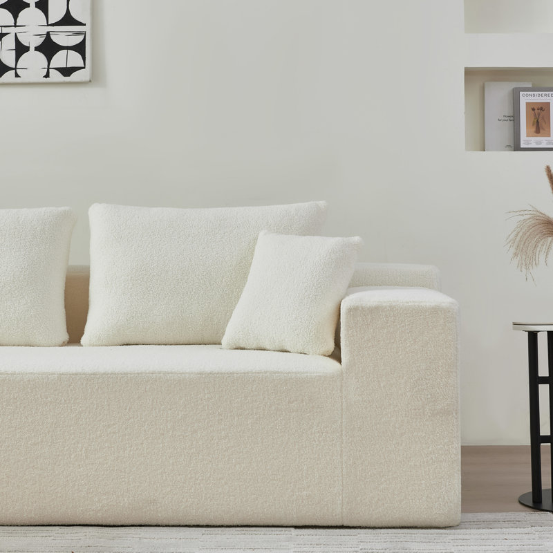 Cotman Boneless 2 - Piece Upholstered Sectional, White Polyester Blend