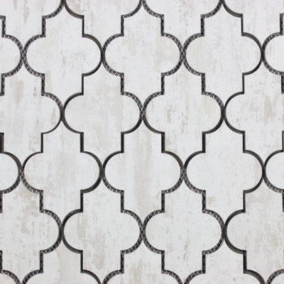 Nature 4 in. x 5.5 in. Wood Look Glass Small Lantern Arabesque Mosaic Decorative Kitchen & Bathroom Wall Tile