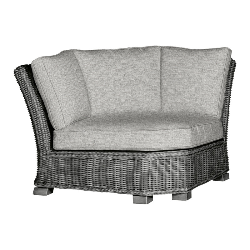 Rustic Woven Sectional Corner, Slate Gray, Rollo Chambray InsideOut® Linen, Welt