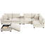 Canapé modulaire modulaire avec mobile et console pour le salon - 6 sièges, chenille, coussins larges en mousse pure, porte-gobelet surdimensionné de 140 po, revêtement en chenille, poches de rangement amovibles