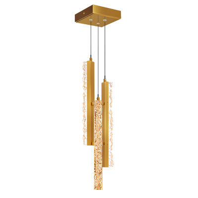 Integrated LED 6" Brass Modern Mini Pendant with Handmade Textured Glass for Kitchen Island Entryway Island Hallway