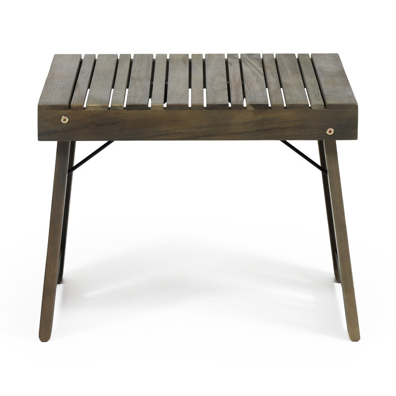 Grey Wood Side Table With Slat Fashion, Foldable, 21.98W X 13.84D 15.62H Foldable In Pizzazz,, Gray