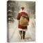 «Santa Claus Walking in Winter Road», reproduction d'art sur toile encadrée-121501174-121501173