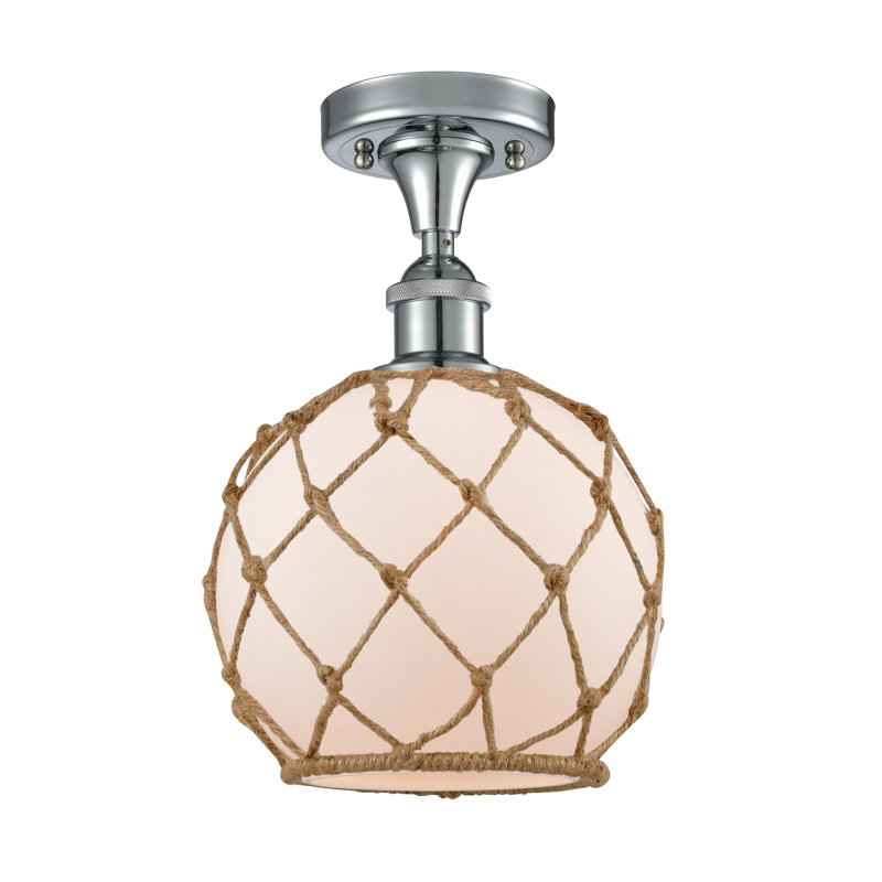 Plafonnier semi-encastré 8 po Alma, Blanc/brun, Ampoule DEL 6 watts Vinage, Chrome poli