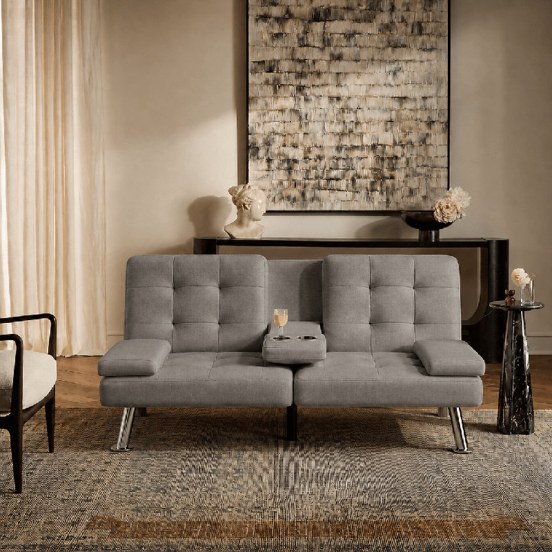 Canapé convertible Abbigale, Similicuir gris