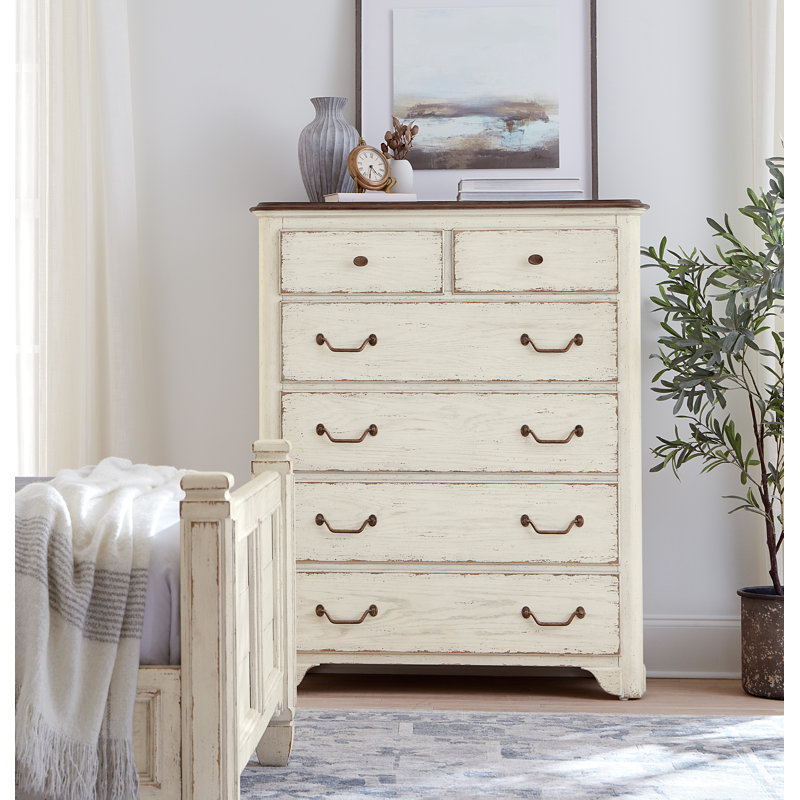 Americana Six-Drawer Chest, Cream/Beige/Brown