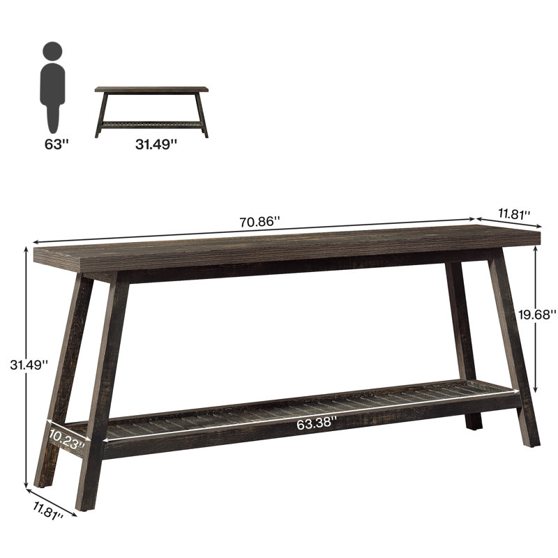 Nunamaker 70.9'' Console Table, Carbon Black