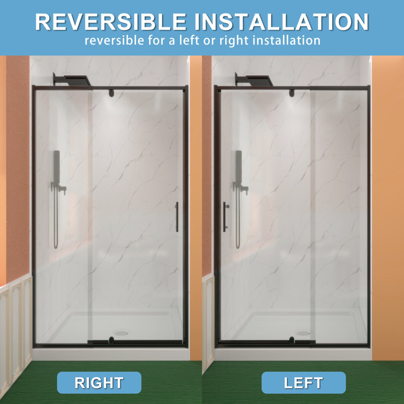 Pivot Swing Glass Shower Door, 42"Wx71"H, 1/4" Clear SGCC Tempered Glass, Pivot Frame, Durable & Easy to Install, Matte Black