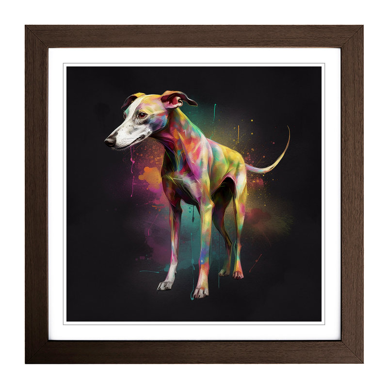 Whippet Conceptual Art No.1 - Framed Print, Walnut