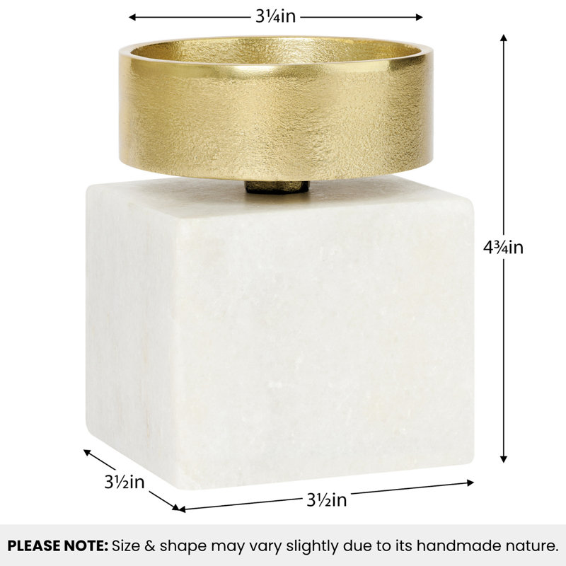 Luxe White Marble Candle Holder with Gold Top For Pillar Candles