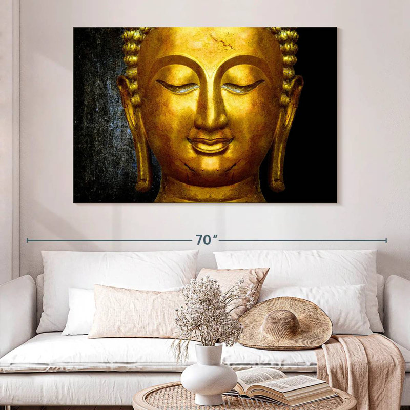 Grand visage de Bouddha, H 8 po x l 12 po