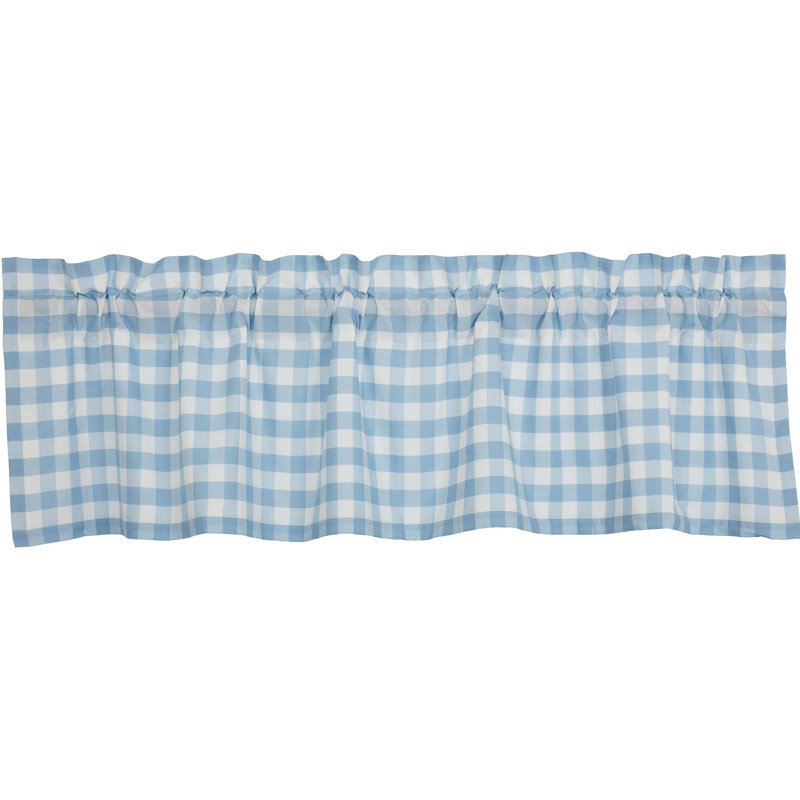 Annie Buffalo Check Cotton Tailored Window Valance, 60" W x 16" L,, Dusk Blue