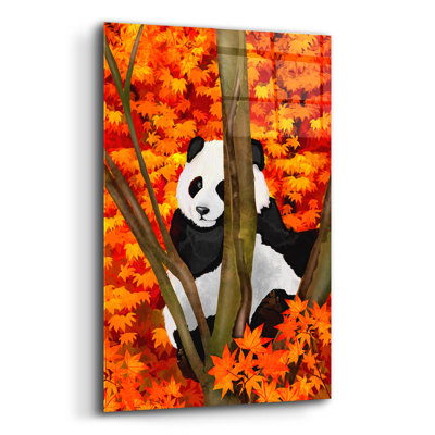  «Fall Panda» par Thatgrubgirl, art mural en verre acrylique, 16 po x 24 po