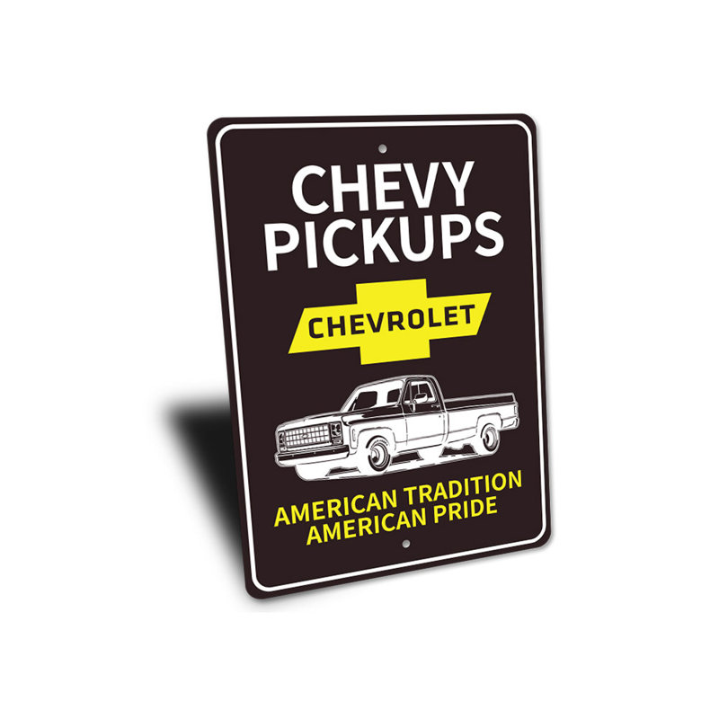 Plaque en aluminium Chevy Pickups, H 18 po x l 12 po x P 0,06 po
