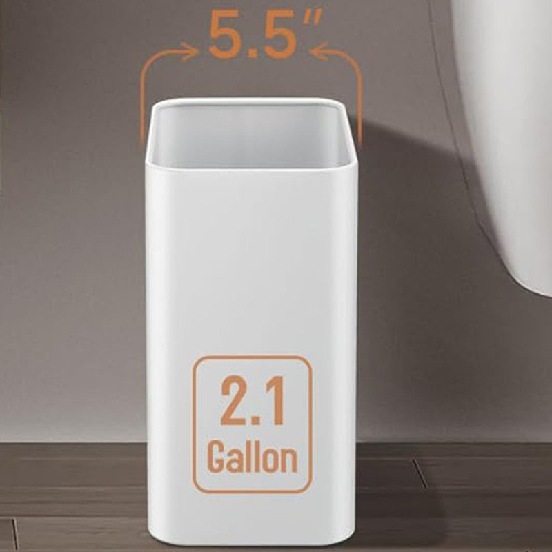 White Stainless Steel Slim 2.1 Gallon Trash Can