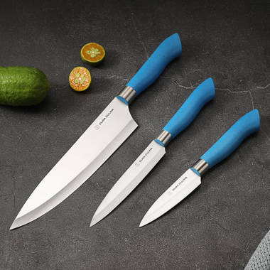 Dura Living EcoCut 4-Piece Steak Knife Set - High Carbon Micro Serrated Stainless Steel Blades, Eco-Friendly Handles - Blue