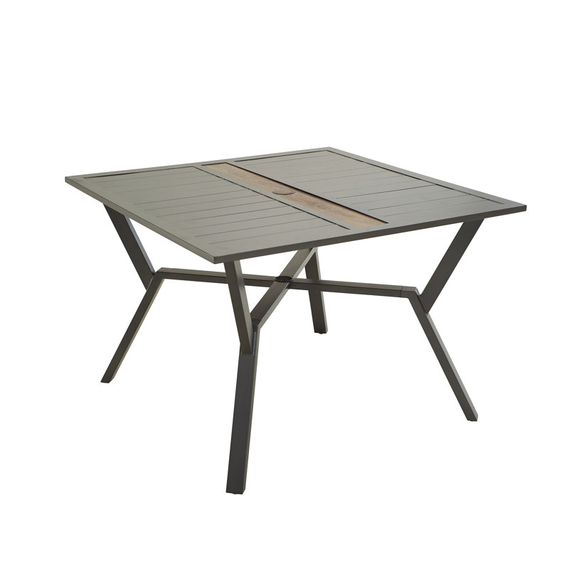 Rusi Square Metal Outdoor Dining Table With Umbrella Hole , 36'' in. W 36'' in. D
