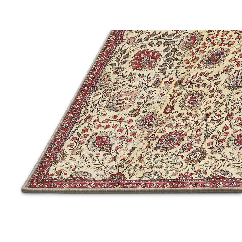 Tapis beige/rouge traditionnel Sallah, Rectangle 3 pi x 5 pi