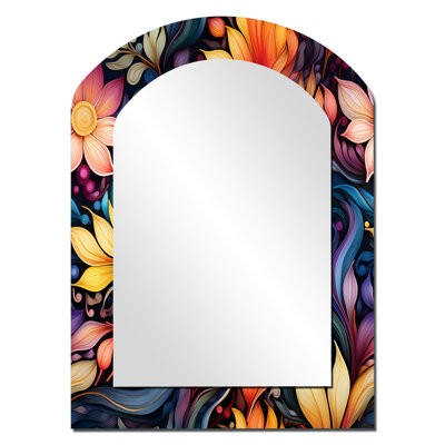 Moroccan Dreamscape Boho Pattern - Paisley Asymmetrical Unique Mirror, Glam Arch Large Wall Mirror, Printed Metal Art