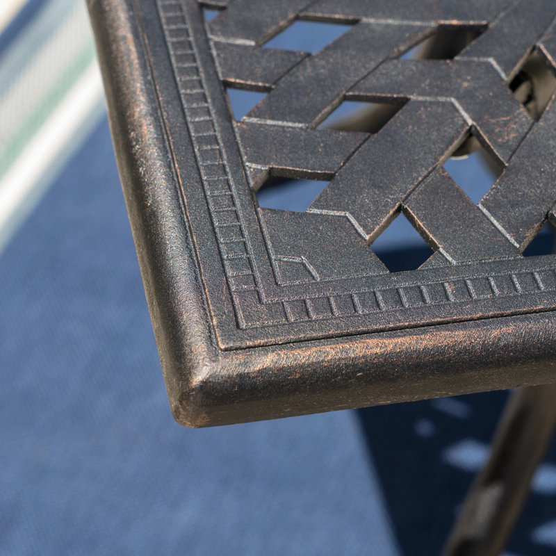Table de patio rectangulaire en aluminium coulé 68 po Shiny Copper