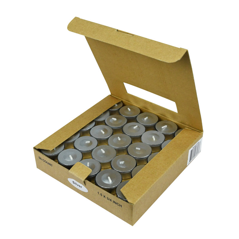 Bougie photophore sans parfum, Argent, Ensemble de 50