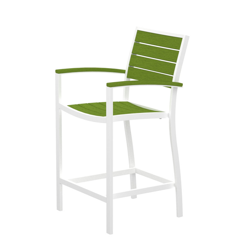Chaise avec accoudoirs de comptoir POLYWOOD Euro, Bronze texturé, Limette