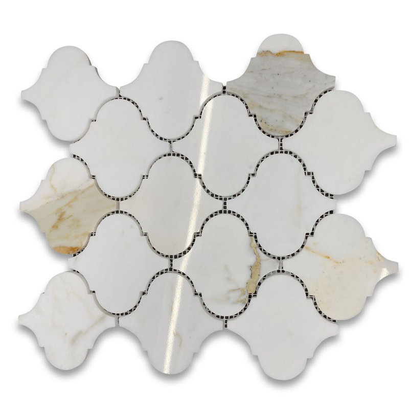 Calacatta 12" x 11" Marble Mosaic Tile, White/Gray