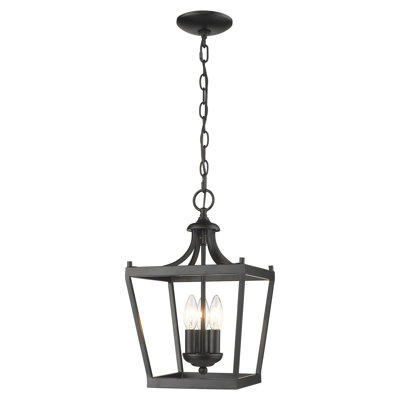 Luminaire suspendu géométrique 3 lumières lanterne Rancourt