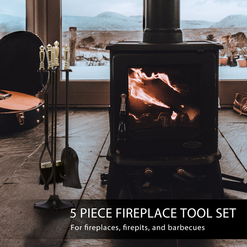 Funderburg 5-Piece Steel Fireplace Tool Set