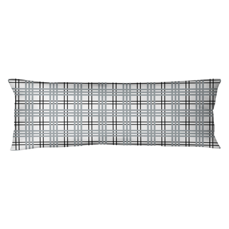 Polyester Medium Pillow, White/Black/Silver, Plush Fleece