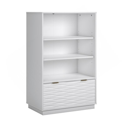 Bookcase With Drawer, White Finish by Latitude Run