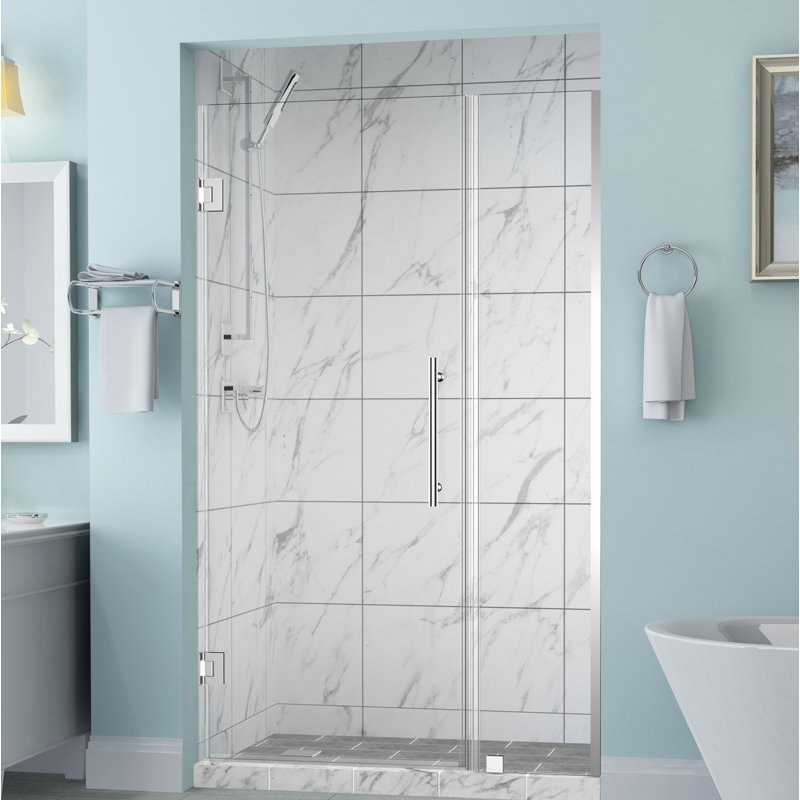 Belmore 60'' x 72'' Frameless Hinged Shower Door in Chrome with Tempered Glass