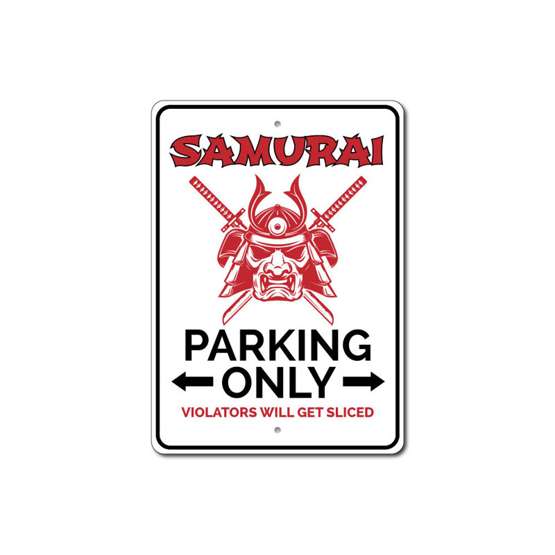 Plaque de Samurai, H 18 po x l 12 po x P 0,06 po