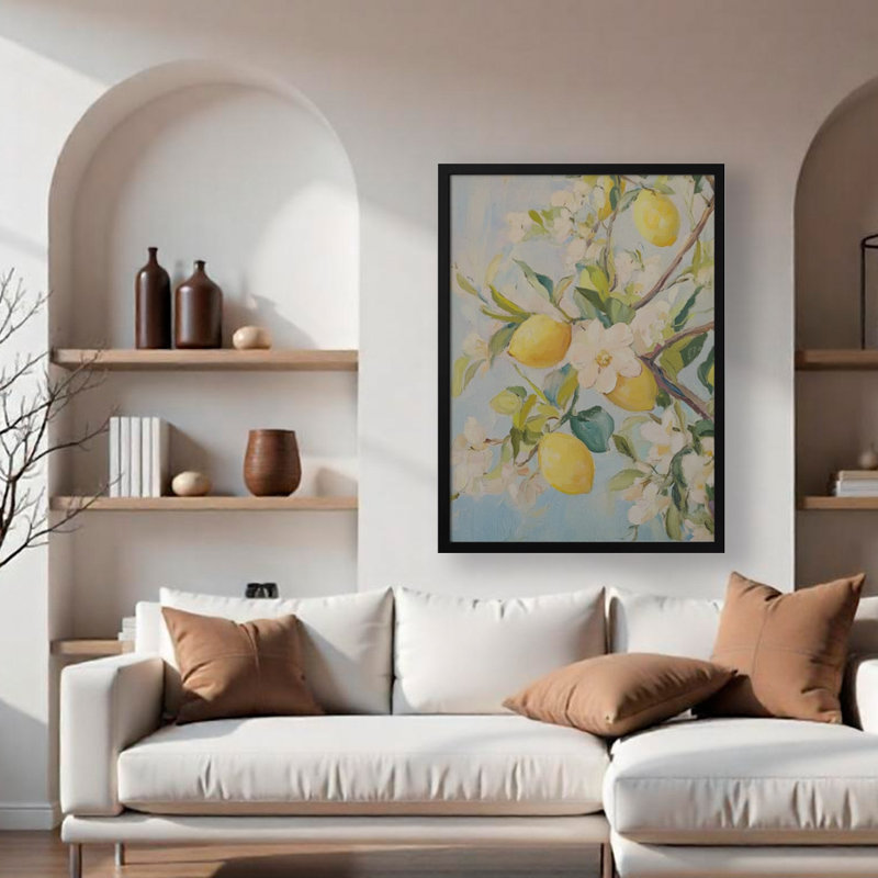 "Lemon Tree", art mural texturé encadré, Noir, noir, noir, noir, H 24 po x l 18 po