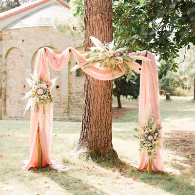 Steffan Chiffon Table Runner 2 Pieces 10Ft Light Peach  Sheer Fabric Runners