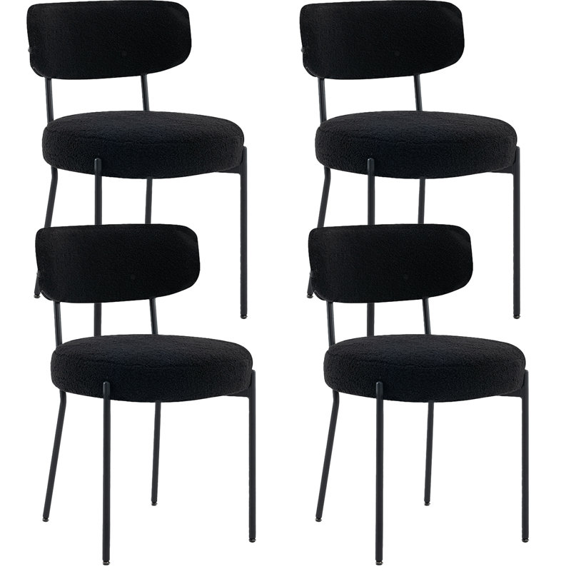 Chaises de salle à manger rembourrées Boucle, Noir, noir, noir, noir