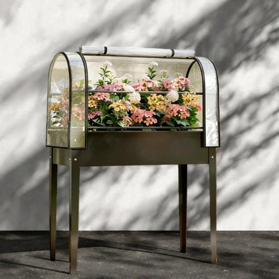 Multifunctional Metal Planters With Cover, Modern Outdoor Use