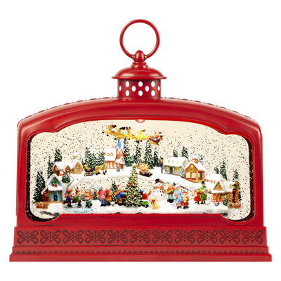 10.83" Large Lighted Musical Christmas Village Snow Globe - 8 Festive Songs, 6H Timer, Dual Power, Indoor Holiday Ornament