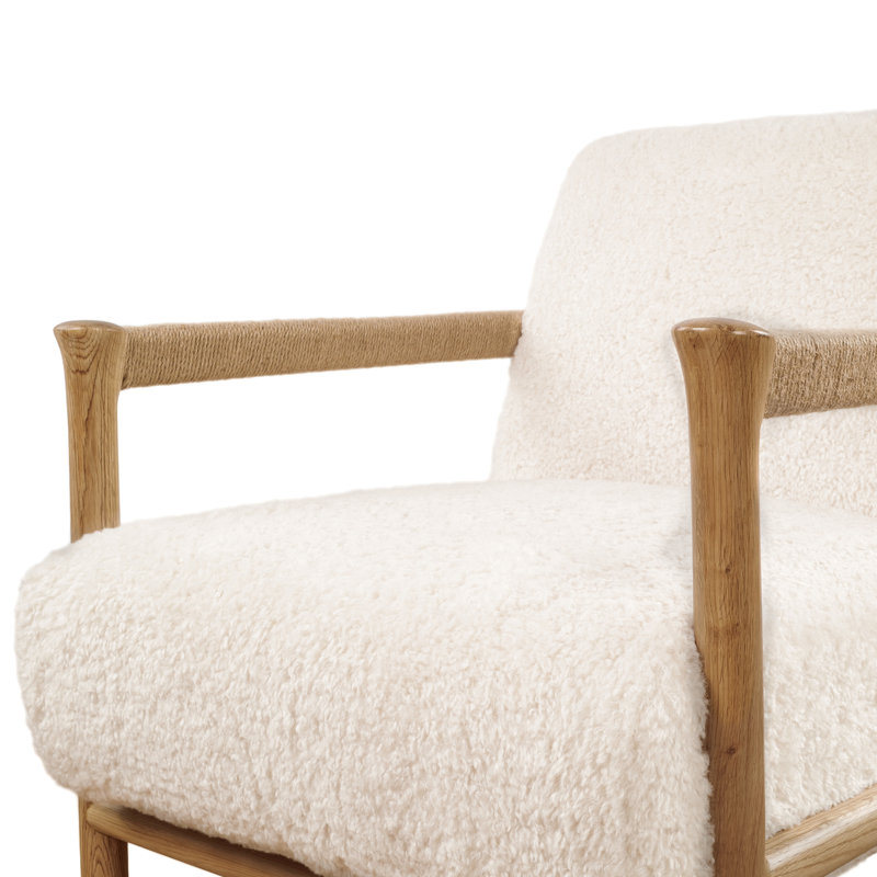 Friesen Upholstered Accent Armchair With Solid Wood Frame (Set of 2), White Faux Fur