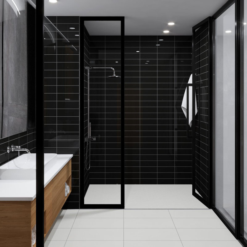Color Beat Gloss 4'' W x 12'' L Ceramic Subway Singular Tile, Black