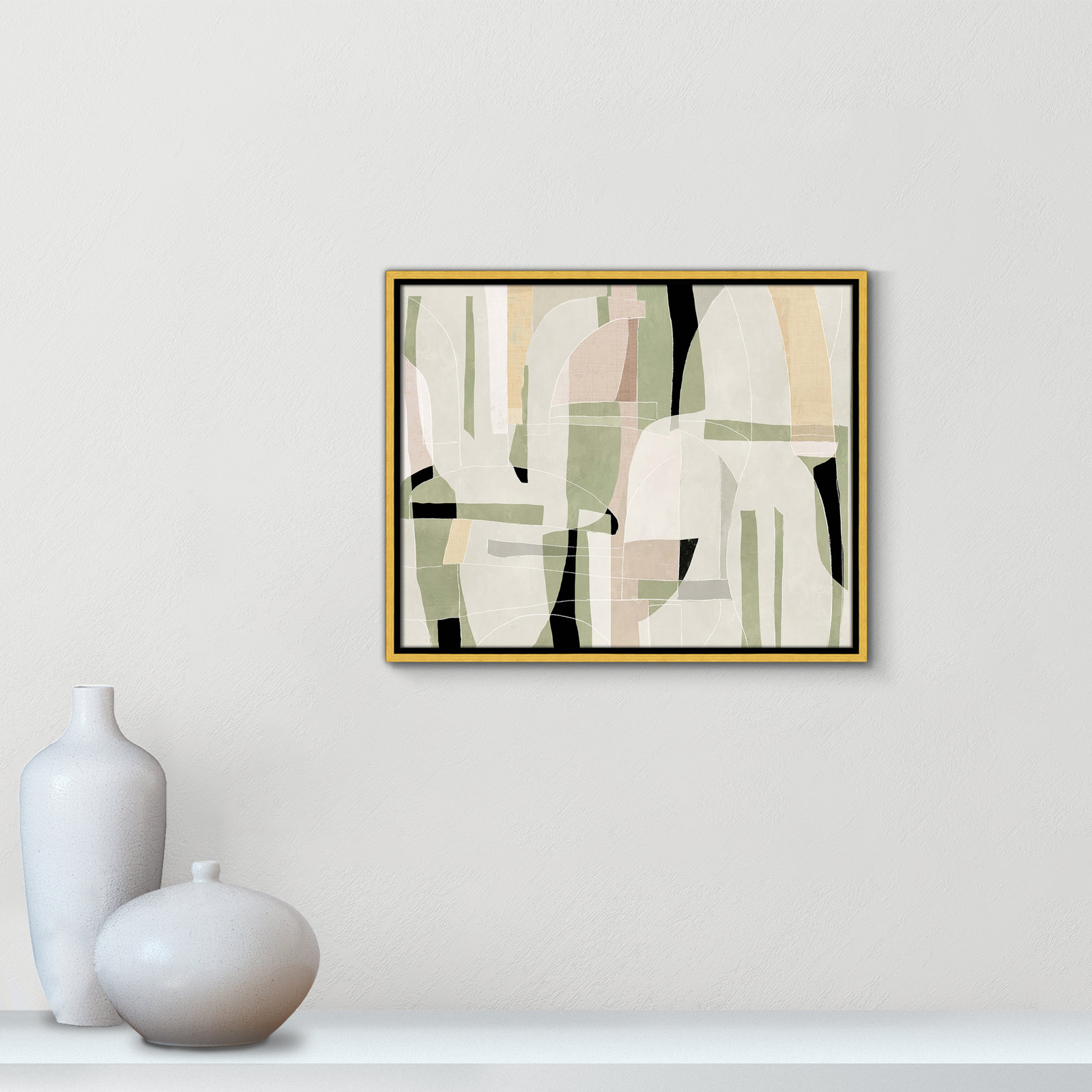 Sunny Barcelona - Floater Frame Canvas, 21.5" W x 17.5" H, Gold
