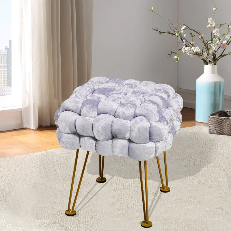 16" Wide Velvet Square Ottoman, Nirvana Velvet