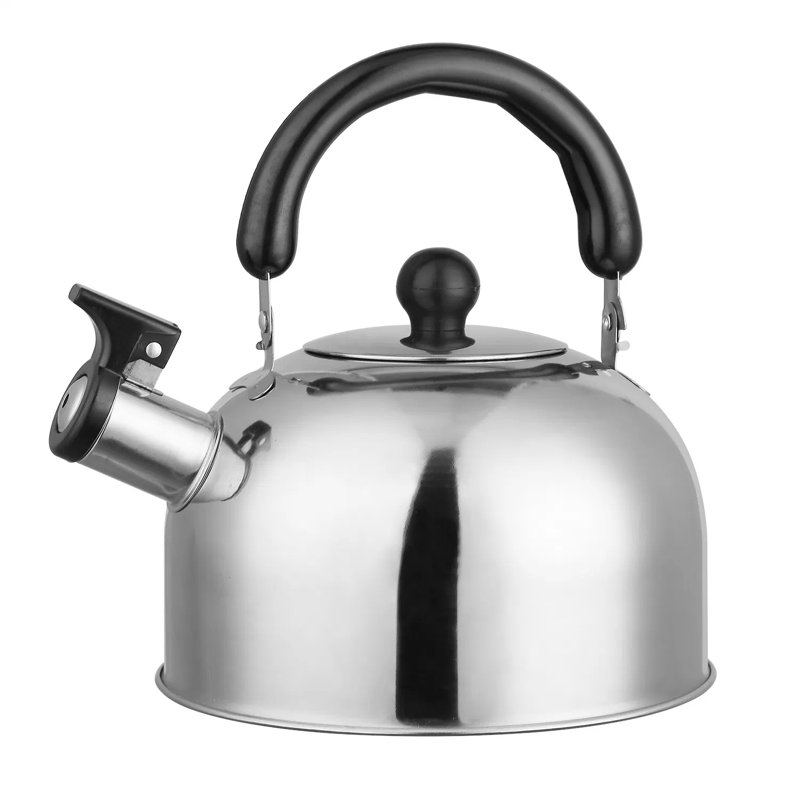 Bouilloire à sifflet en acier inoxydable - Bouilloire de camping à cuisson rapide et à induction de 2,1 pte avec poignée résistante à la chaleur pour gaz, électricité et extérieur