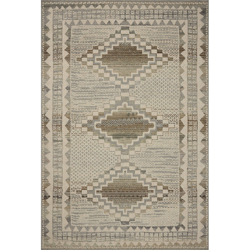 Loloi Saylor Ivory / Granite Indoor/Outdoor Area Rug, Rectangle 8'6" x 12'